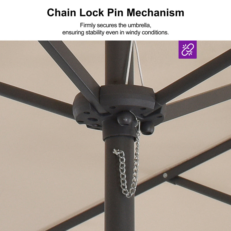 PURPLE LEAF Double-Sided Market Umbrella Large Rectangular Patio Umbrellas with Base