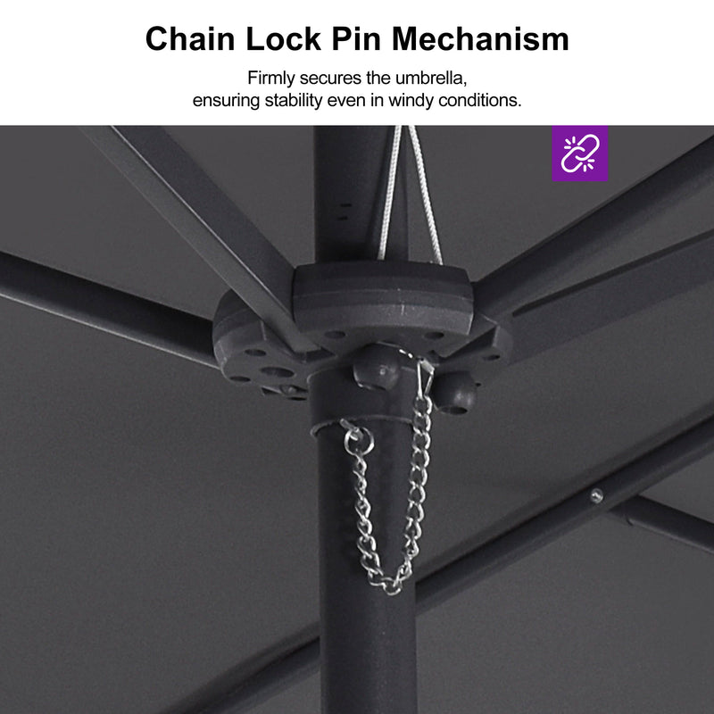 PURPLE LEAF Double-Sided Market Umbrella Large Rectangular Patio Umbrellas with Base