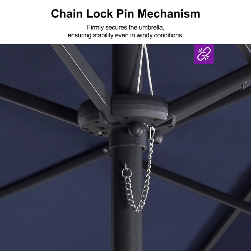 PURPLE LEAF Double-Sided Market Umbrella Large Rectangular Patio Umbrellas with Base