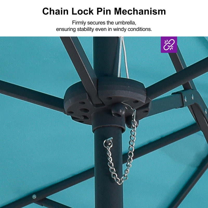 PURPLE LEAF Double-Sided Market Umbrella Large Rectangular Patio Umbrellas with Base