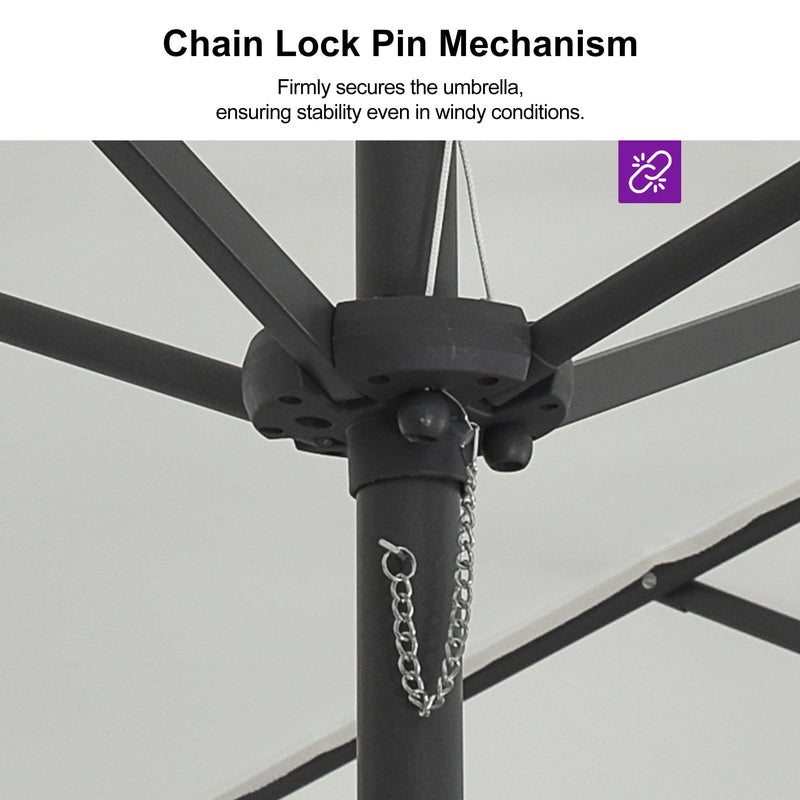 PURPLE LEAF Double-Sided Market Umbrella Large Rectangular Patio Umbrellas with Base