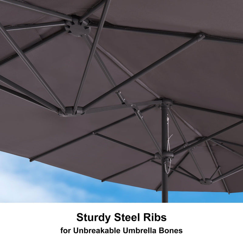 PURPLE LEAF Double-Sided Outdoor Market Table Umbrella with Base for Pool