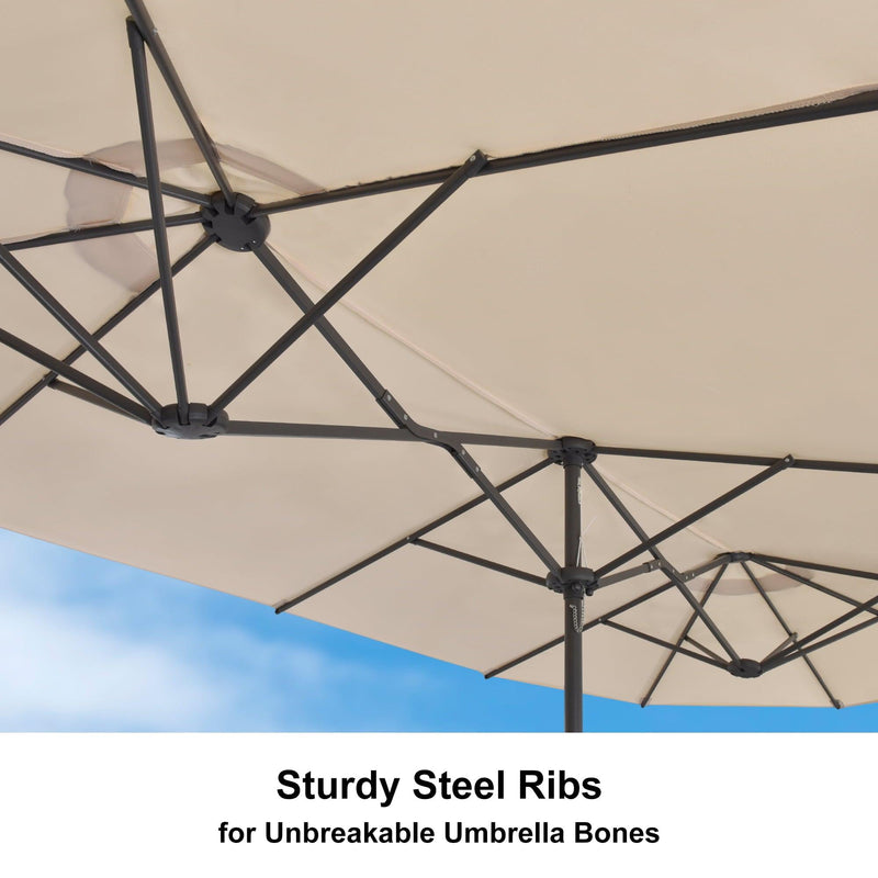 PURPLE LEAF Double-Sided Outdoor Market Table Umbrella with Base for Pool