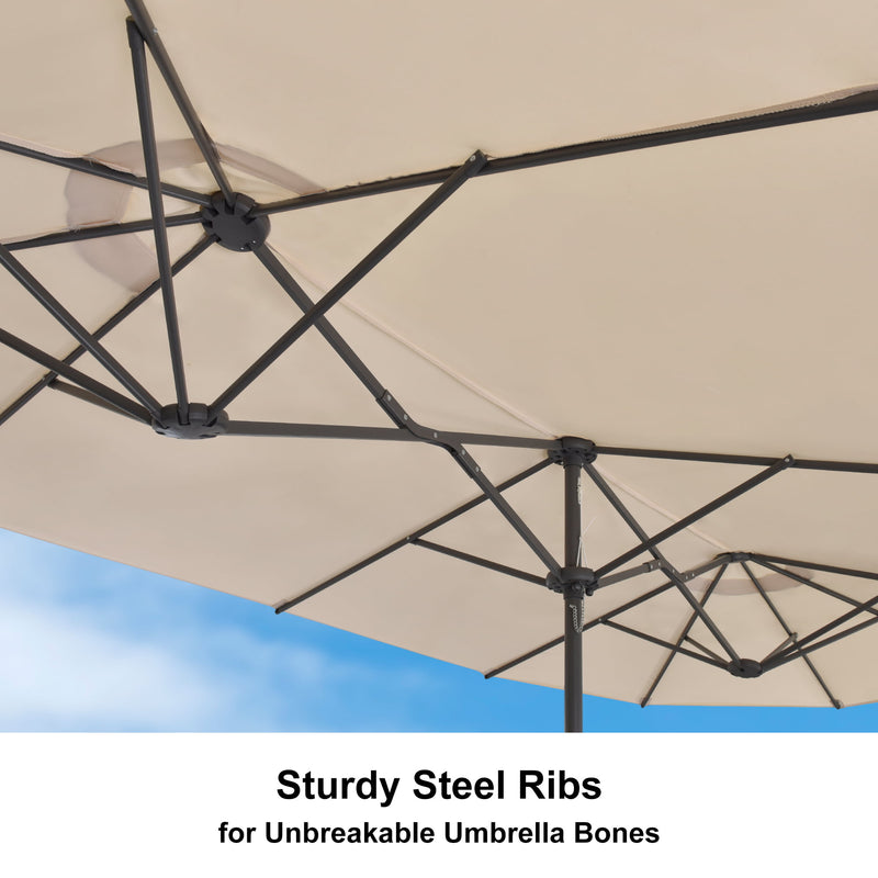 PURPLE LEAF Double-Sided Market Umbrella Large Rectangular Patio Umbrellas with Base