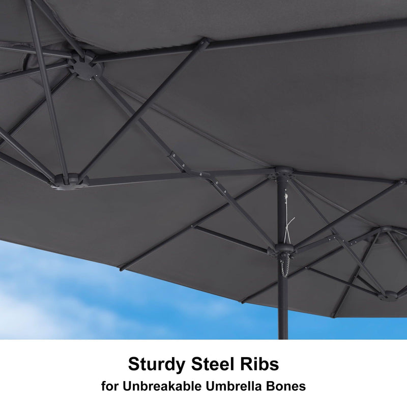 PURPLE LEAF Double-Sided Outdoor Market Table Umbrella with Base for Pool