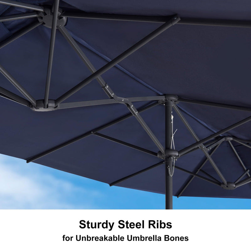 PURPLE LEAF Double-Sided Outdoor Market Table Umbrella with Base for Pool