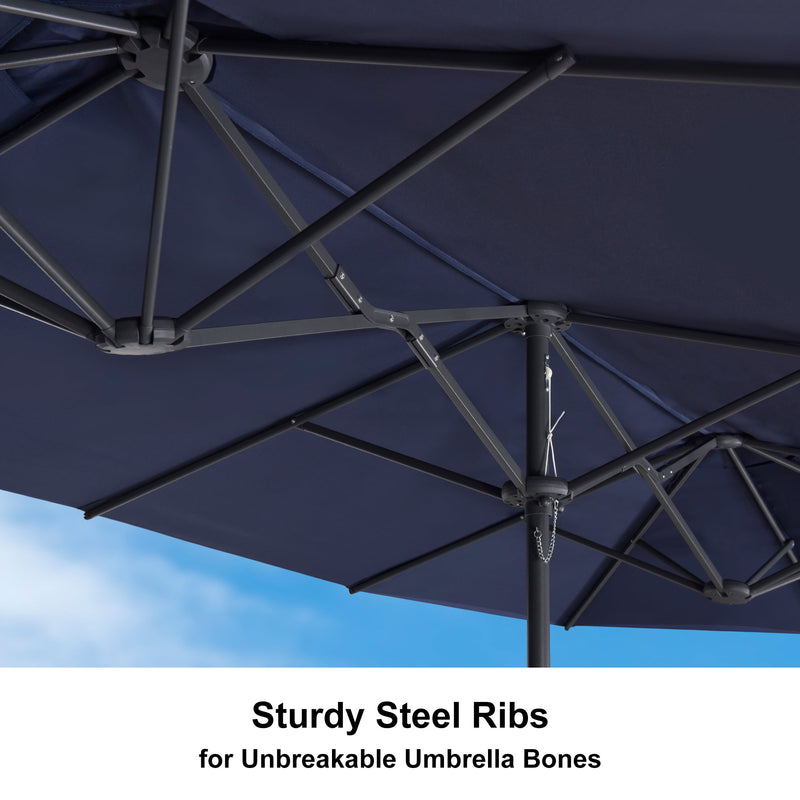 PURPLE LEAF Double-Sided Market Umbrella Large Rectangular Patio Umbrellas with Base