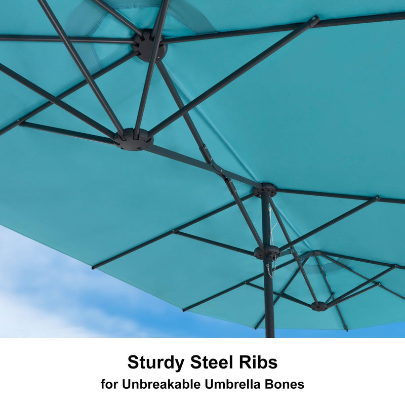 PURPLE LEAF Double-Sided Outdoor Market Table Umbrella with Base for Pool