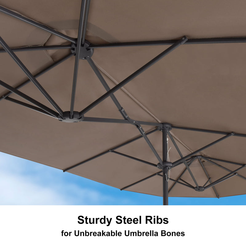 PURPLE LEAF Double-Sided Market Umbrella Large Rectangular Patio Umbrellas with Base
