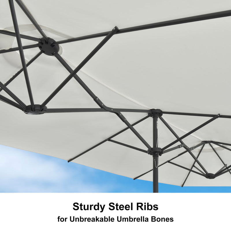 PURPLE LEAF Double-Sided Market Umbrella Large Rectangular Patio Umbrellas with Base