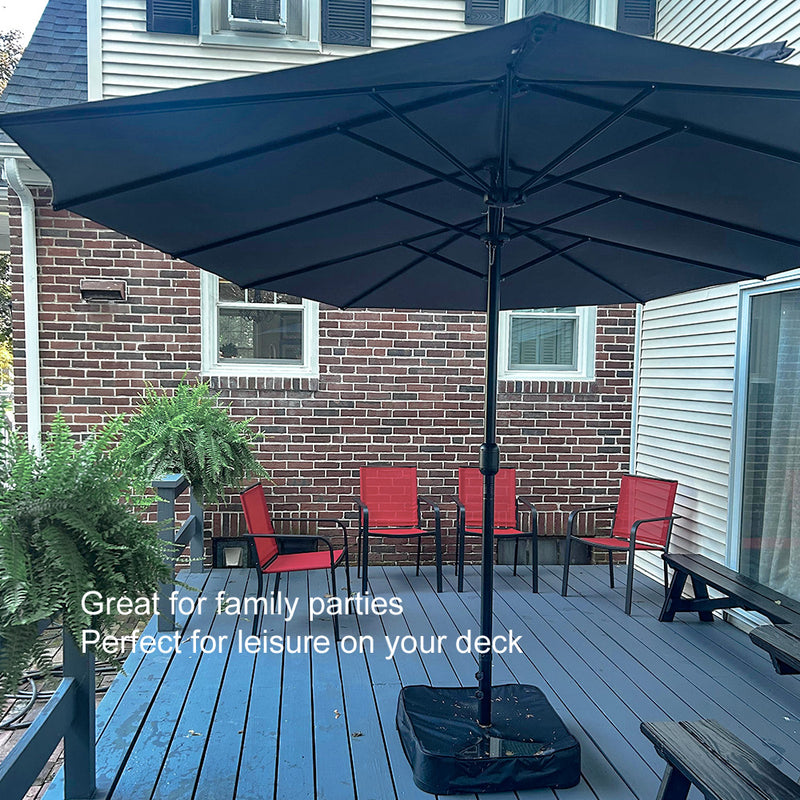 PURPLE LEAF Table Umbrella Double Sided Rectangular Patio Market Umbrella with Base