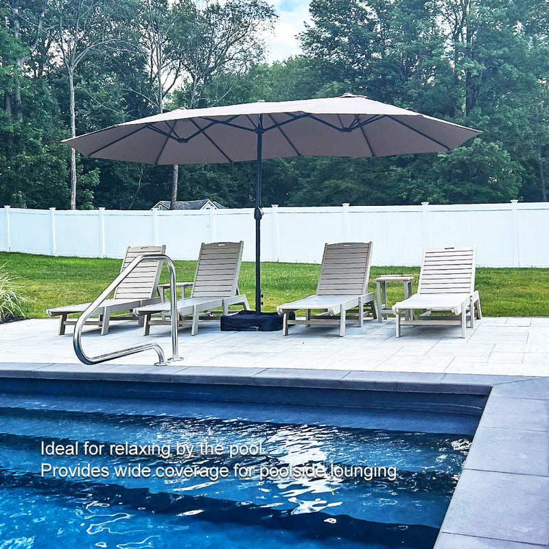 PURPLE LEAF Table Umbrella Double Sided Rectangular Patio Market Umbrella with Base