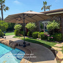 PURPLE LEAF Table Umbrella Double Sided Rectangular Patio Market Umbrella with Base