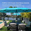 Clearance - PURPLE LEAF OPEN BOX Table Umbrella Double-Sided Market Umbrella with Base