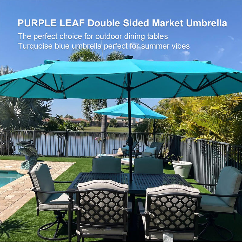 PURPLE LEAF 14'X8' Double Sided Rectangular Patio Table Market Turquoise Blue Umbrella with Free Base .
UmbrellaThe perfect choice for outdoor dining tablesTurquoise blue umbrella perfect for summer vibes.
