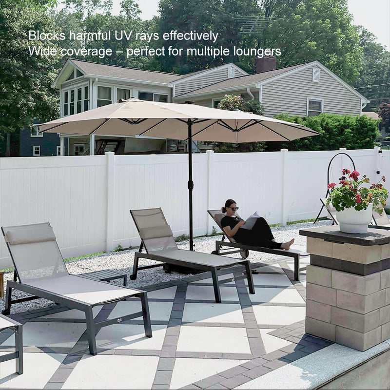 PURPLE LEAF Table Umbrella Double Sided Rectangular Patio Market Umbrella with Base