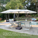 PURPLE LEAF 15'X9' double-sided patio market white large rectangular advanced chain lock pin umbrellas with a sturdy 1.9" powder-coated pole and 12 ribs for stability and free base are designed for garden and lawn relaxationProviding elegant shade solution for poolside leisure
