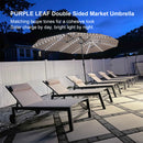 PURPLE LEAF Double Sided Market UmbrellaMatching taupe tones for a cohesive lookSolar charge by day, bright light by night