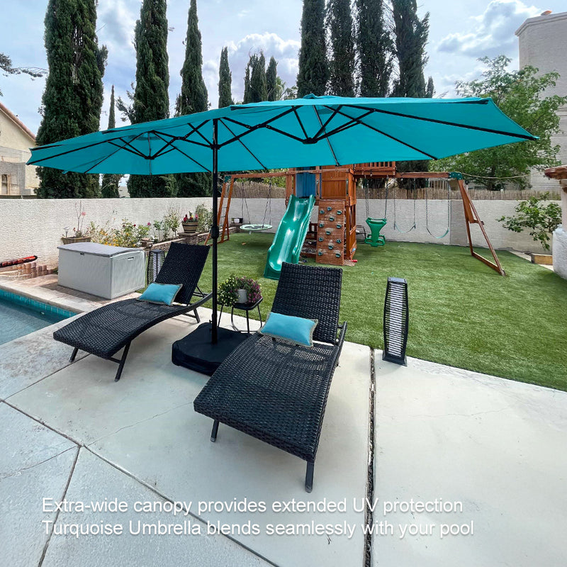 PURPLE LEAF Table Umbrella with Lights Double-Sided Market Umbrella with Base