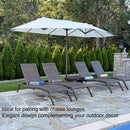PURPLE LEAF 13'X7' double-sided patio market white large rectangular advanced chain lock pin umbrellas with a sturdy 1.9" powder-coated pole and 12 ribs for stability and free base  are ldeal for pairing with chaise lounges,elegantly design ed complementing your outdoor decor