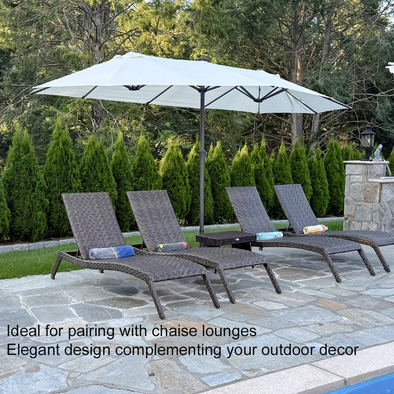 PURPLE LEAF 13'X7' double-sided patio market white large rectangular advanced chain lock pin umbrellas with a sturdy 1.9" powder-coated pole and 12 ribs for stability and free base  are ldeal for pairing with chaise lounges,elegantly design ed complementing your outdoor decor