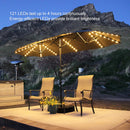 PURPLE LEAF Table Umbrella with Lights Double-Sided Market Umbrella with Base