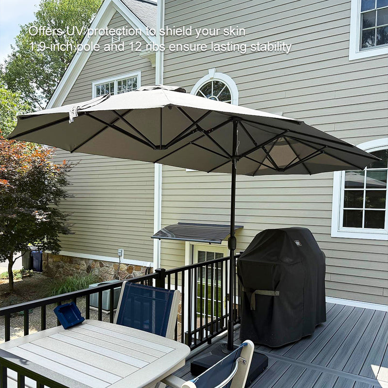 PURPLE LEAF Table Umbrella Double Sided Rectangular Patio Market Umbrella with Base