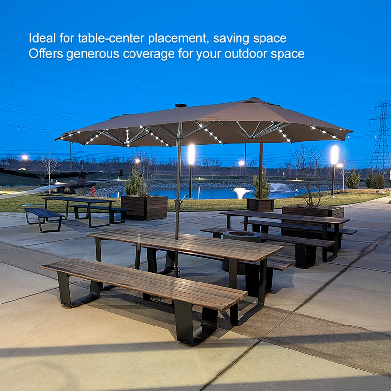 PURPLE LEAF Table Umbrella with Lights Double-Sided Market Umbrella with Base