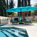 PURPLE LEAF 15'X9' Double Sided Rectangular Patio Table Market Turquoise Blue Umbrella with Free Base .
Delivers plenty of shade and coveragePerfect for poolside relaxationand shade.