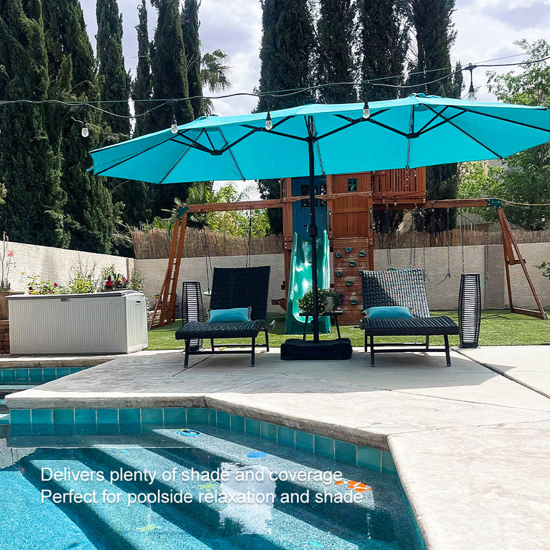 PURPLE LEAF Table Umbrella Double Sided Rectangular Patio Market Umbrella with Base