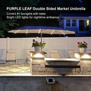 PURPLE LEAF 14'X8' double-sided large patio market navy blue umbrella with light and free base Covers 4+ loungers with easeBright LED lights for nighttime ambiance.