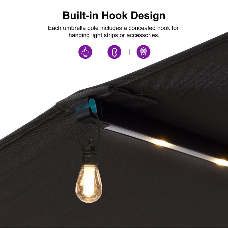 PURPLE LEAF Double Sided Patio Umbrella with Light Large Market Umbrellas with Base