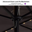 PURPLE LEAF Table Umbrella with Lights Double-Sided Market Umbrella with Base