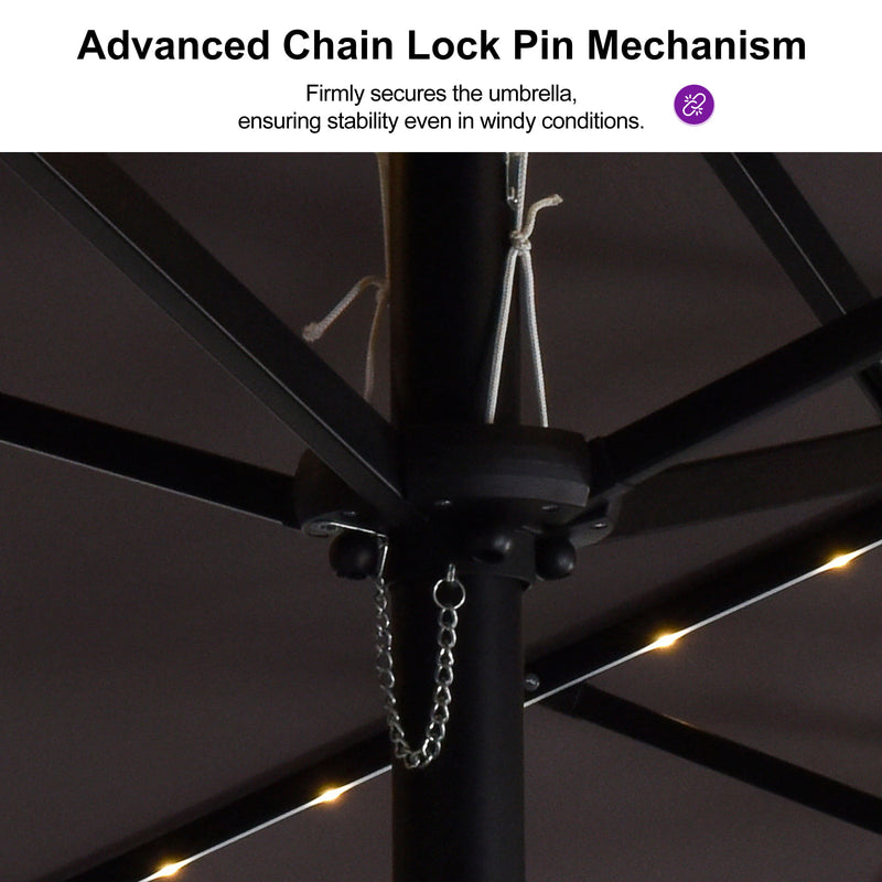 PURPLE LEAF Double Sided Patio Umbrella with Light Large Market Umbrellas with Base