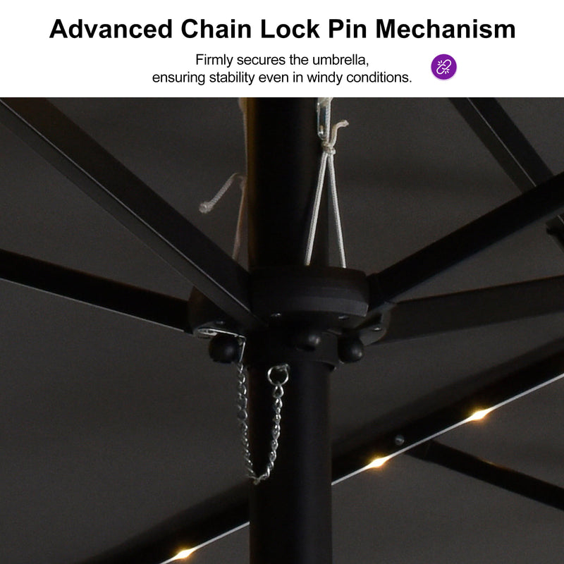 PURPLE LEAF Double Sided Patio Umbrella with Light Large Market Umbrellas with Base