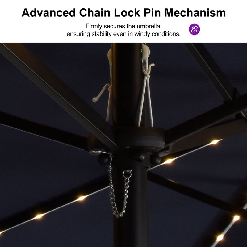 PURPLE LEAF Double Sided Patio Umbrella with Light Large Market Umbrellas with Base