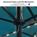 PURPLE LEAF Table Umbrella with Lights Double-Sided Market Umbrella with Base