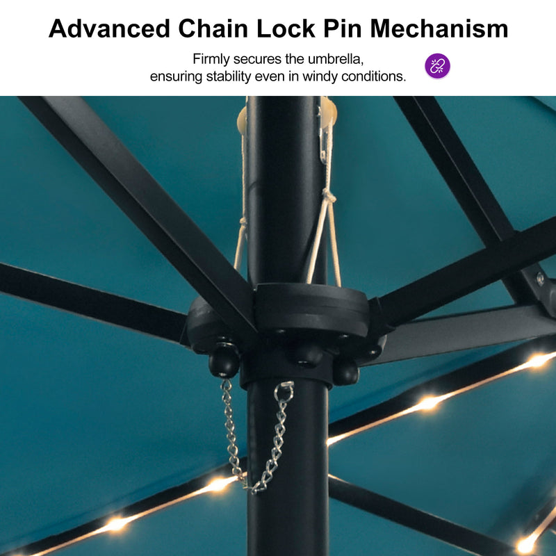 PURPLE LEAF Double Sided Patio Umbrella with Light Large Market Umbrellas with Base