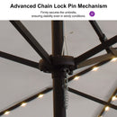 PURPLE LEAF Table Umbrella with Lights Double-Sided Market Umbrella with Base