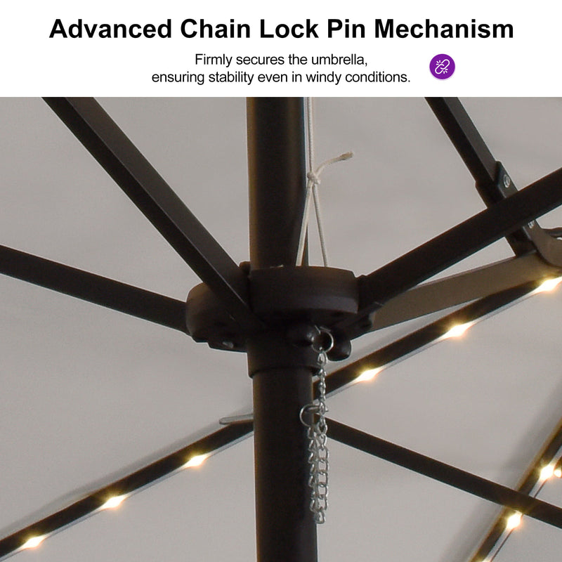 PURPLE LEAF Double Sided Patio Umbrella with Light Large Market Umbrellas with Base