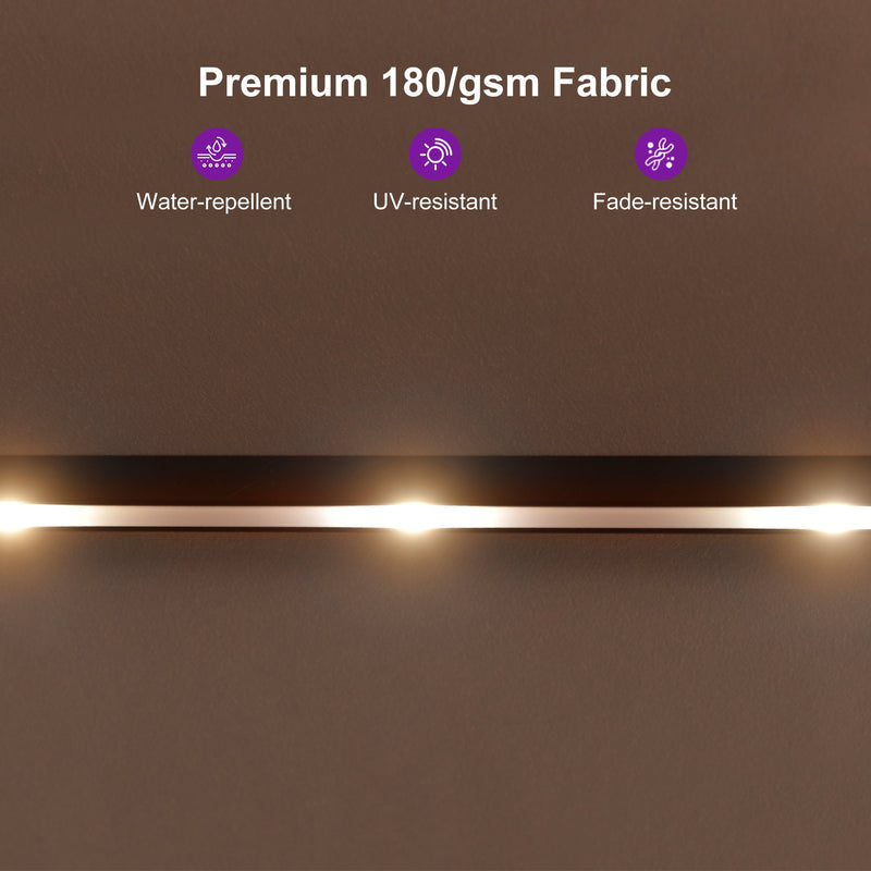 Clearance - PURPLE LEAF OPEN BOX Table Umbrella with Lights Double-Sided Market Umbrella with Base