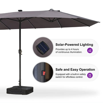 Double-Sided Patio Umbrella with LED Lights