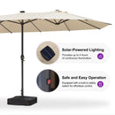 PURPLE LEAF Table Umbrella with Lights Double-Sided Market Umbrella with Base