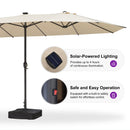 PURPLE LEAF Double Sided Patio Umbrella with Light Large Market Umbrellas with Base