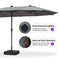 PURPLE LEAF Table Umbrella with Lights Double-Sided Market Umbrella with Base