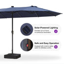 PURPLE LEAF Table Umbrella with Lights Double-Sided Market Umbrella with Base