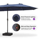 Clearance - PURPLE LEAF OPEN BOX Table Umbrella with Lights Double-Sided Market Umbrella with Base