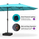PURPLE LEAF Table Umbrella with Lights Double-Sided Market Umbrella with Base