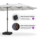 PURPLE LEAF Table Umbrella with Lights Double-Sided Market Umbrella with Base