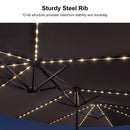 Clearance - PURPLE LEAF OPEN BOX Table Umbrella with Lights Double-Sided Market Umbrella with Base